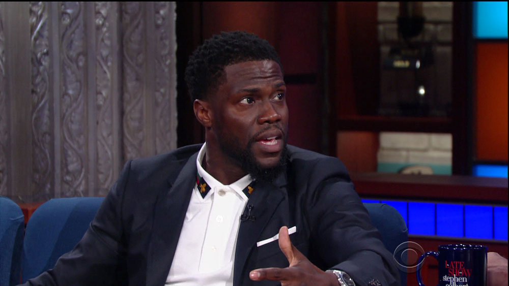 Kevin Hart during an appearance on CBS's 'The Late Show with Stephen Colbert.'