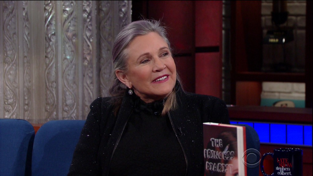 Carrie Fisher during an appearance on CBS's 'The Late Show with Stephen Colbert.'