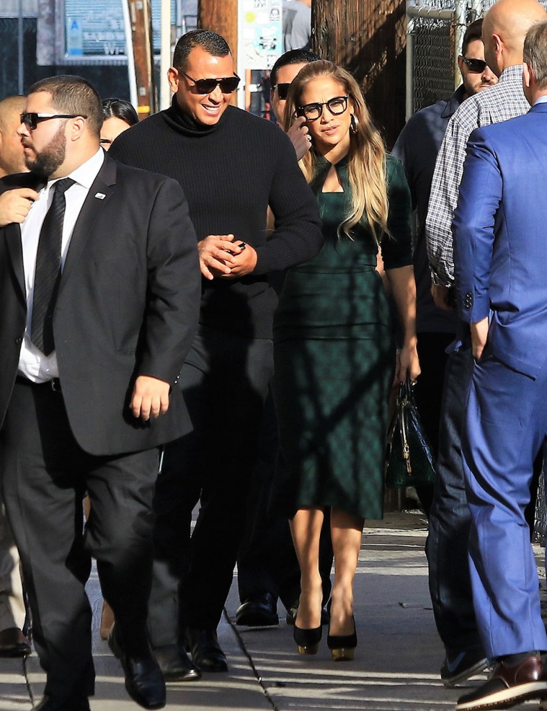 Alex Rodriguez and Jennifer Lopez arrive for Alex's appearance on 'Jimmy Kimmel Live!'