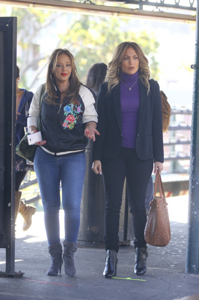 Jennifer Lopez and Leah Remini filming scenes for their new movie Second Act in New York