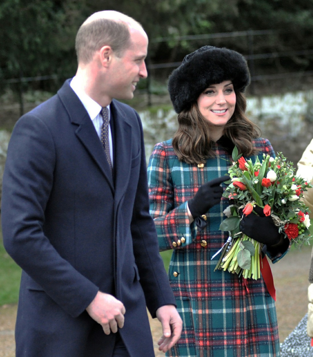Prince William, Duke of Cambridge, and Catherine, Duchess of Cambridge, at Sandringham Church for the royal family's traditional Christmas Day service