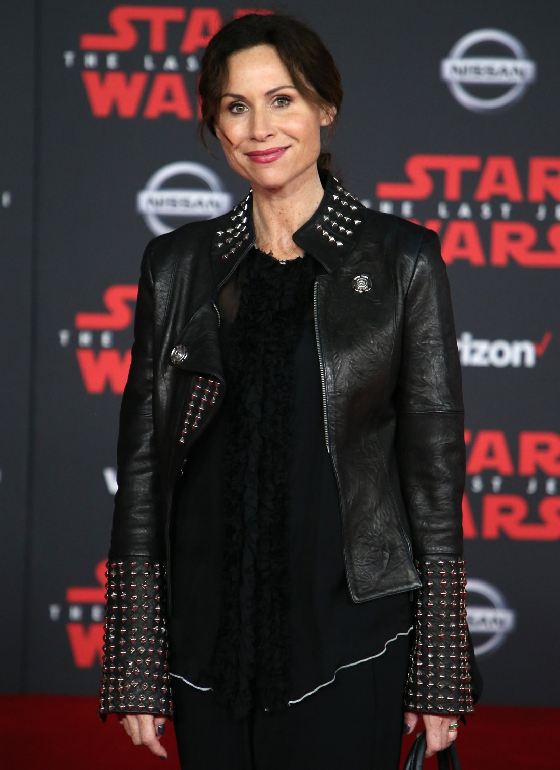 Minnie Driver poses at the world premiere of "Star Wars: The Last Jedi"