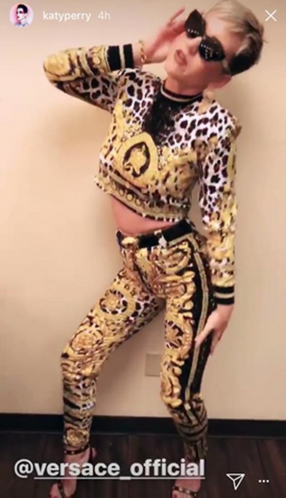 Katy Perry last night in her Versace outfit  Source: Katy Perry Instagram