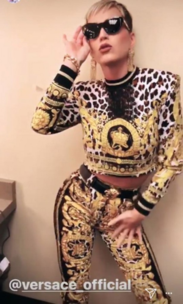 Katy Perry last night in her Versace outfit  Source: Katy Perry Instagram