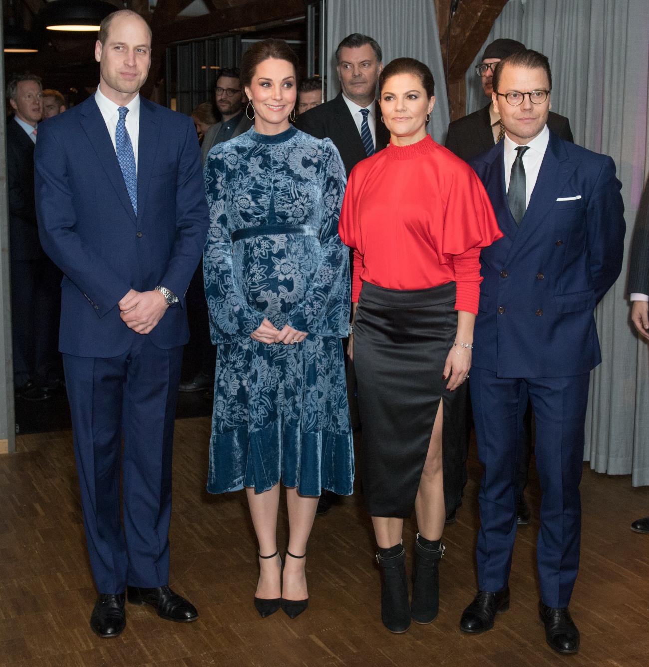 The Duke and Duchess of Cambridge, accompanied by Crown Princess Victoria and Prince Daniel, attend an event at the Fotografiska Galleries