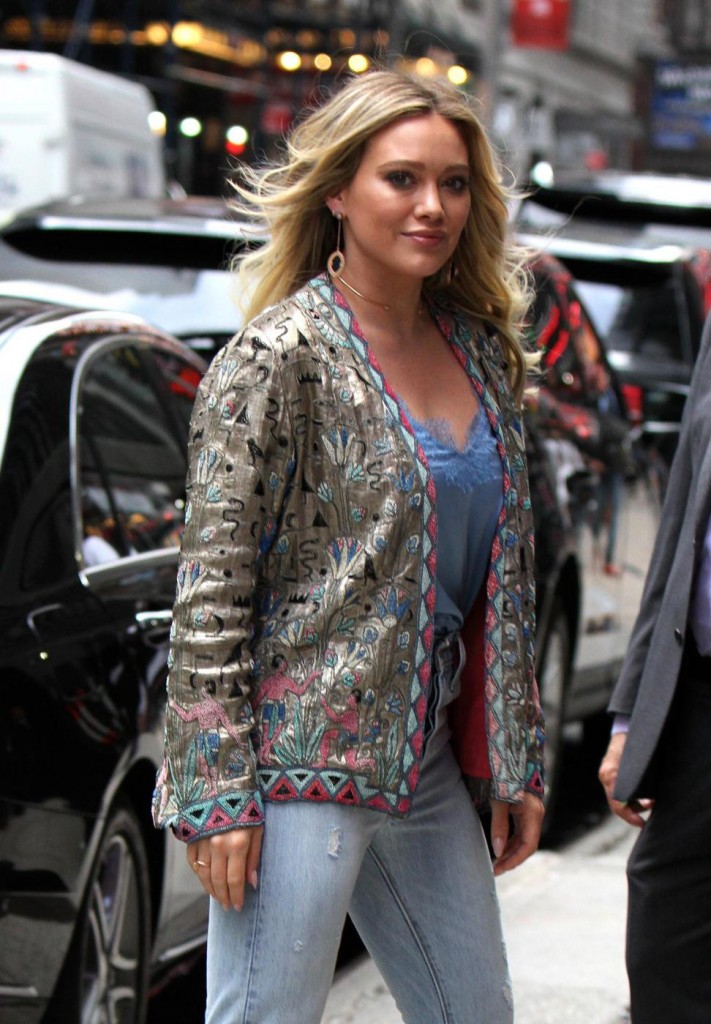 Hilary Duff pictured at the 'Younger' set outside the 'Good Morning America' show in Times Square