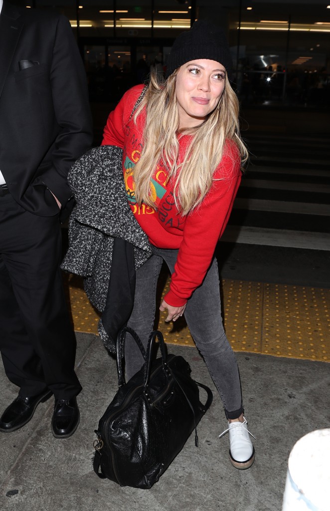 Hilary Duff and her boyfriend Matthew Koma arrive at Los Angeles International (LAX) Airport