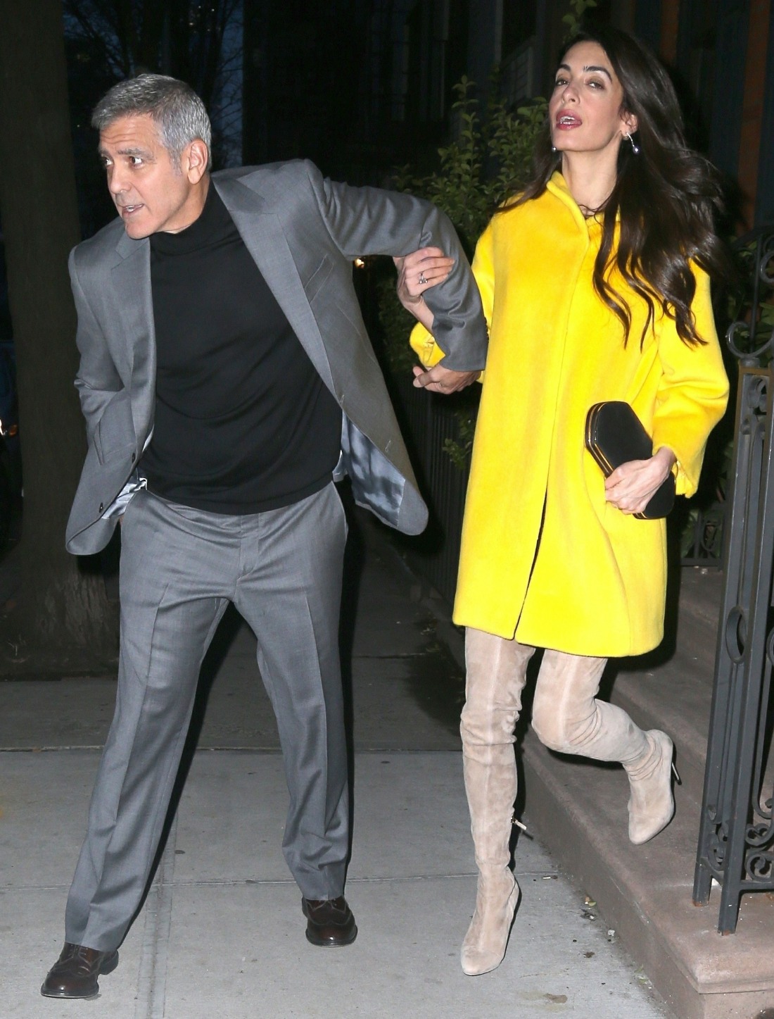George and Amal Clooney stick close as they head to dinner