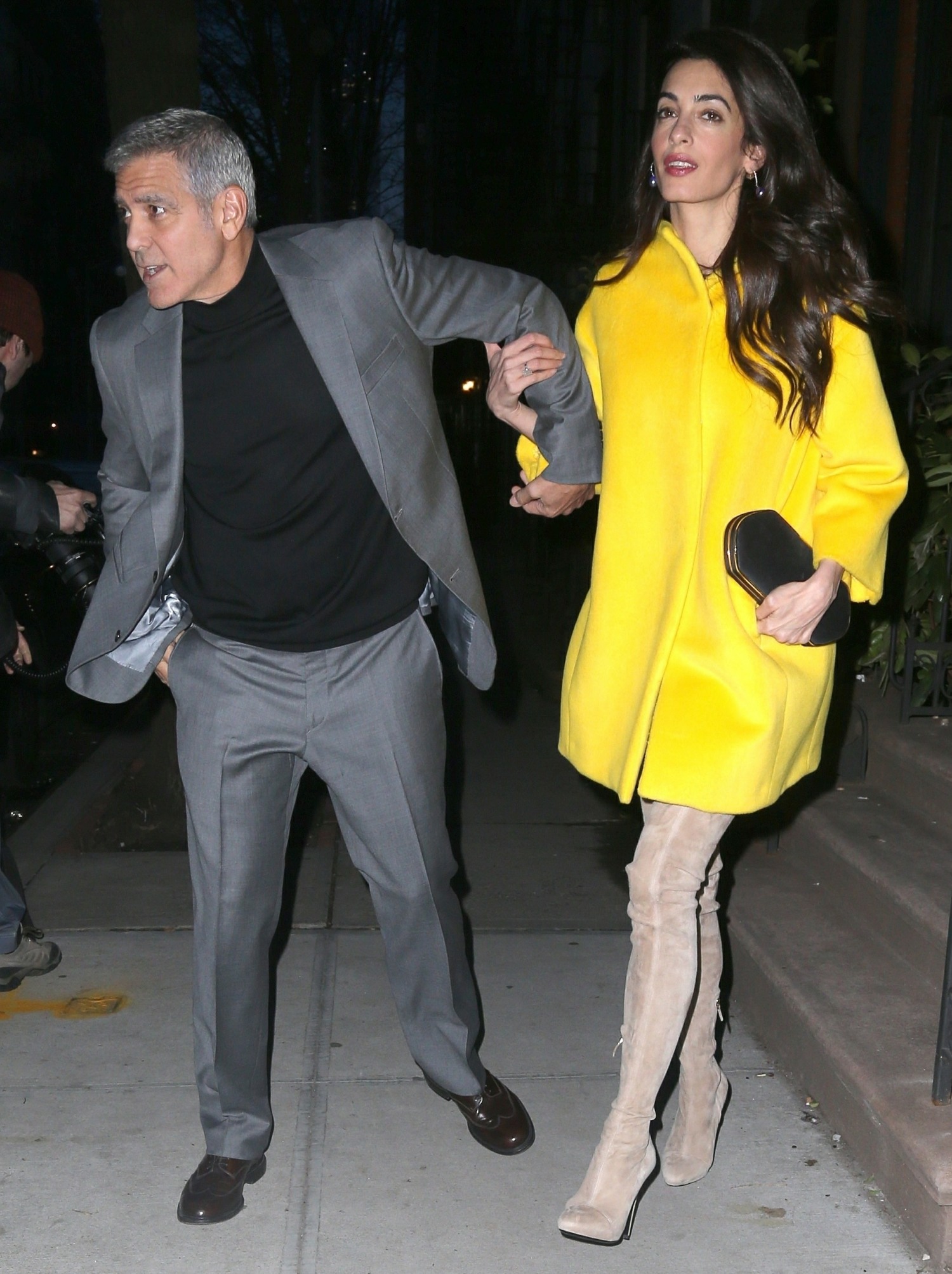 George and Amal Clooney stick close as they head to dinner