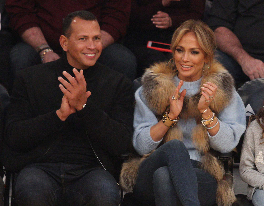 Jennifer Lopez and Alex Rodriguez at the Los Angeles Lakers Game