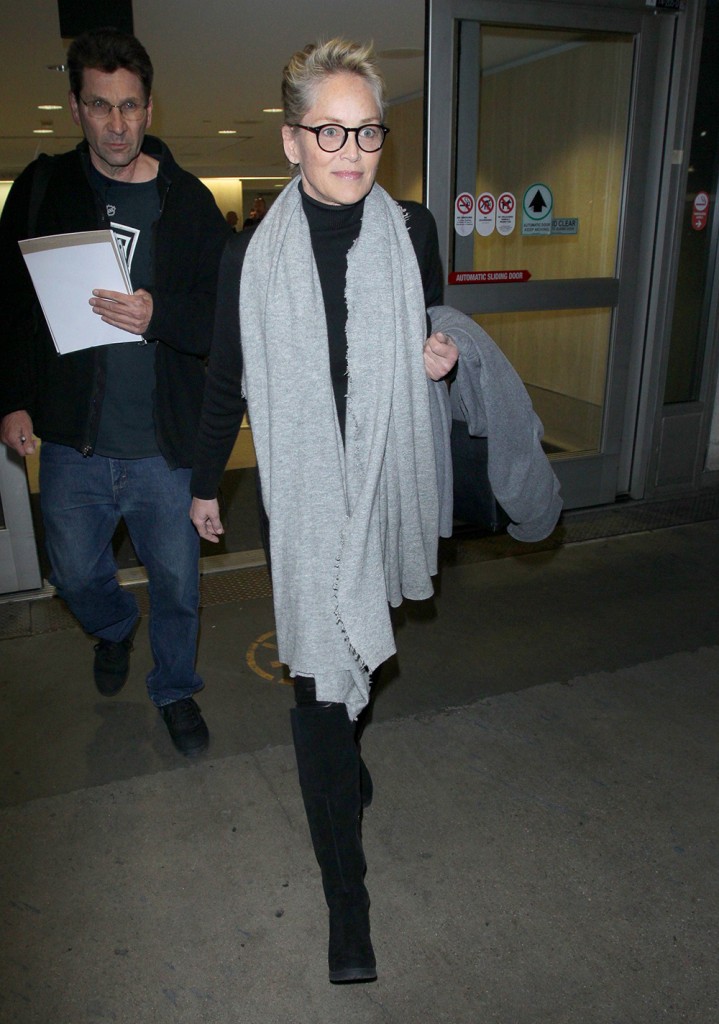 Sharon Stone arrives at Los Angeles International (LAX) Airport