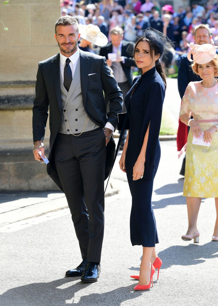 David Beckham, Victoria Beckham arrive for the royal wedding between Meghan Markle and Prince Harry at Windsor Castle