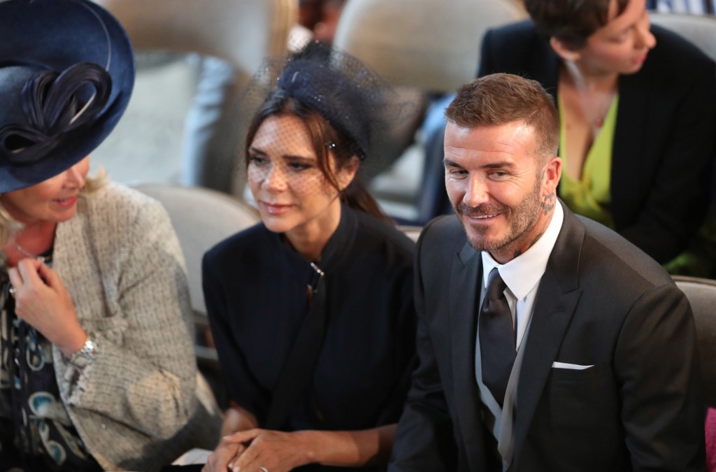 David Beckham, Victoria Beckham arrive for the royal wedding between Meghan Markle and Prince Harry at Windsor Castle