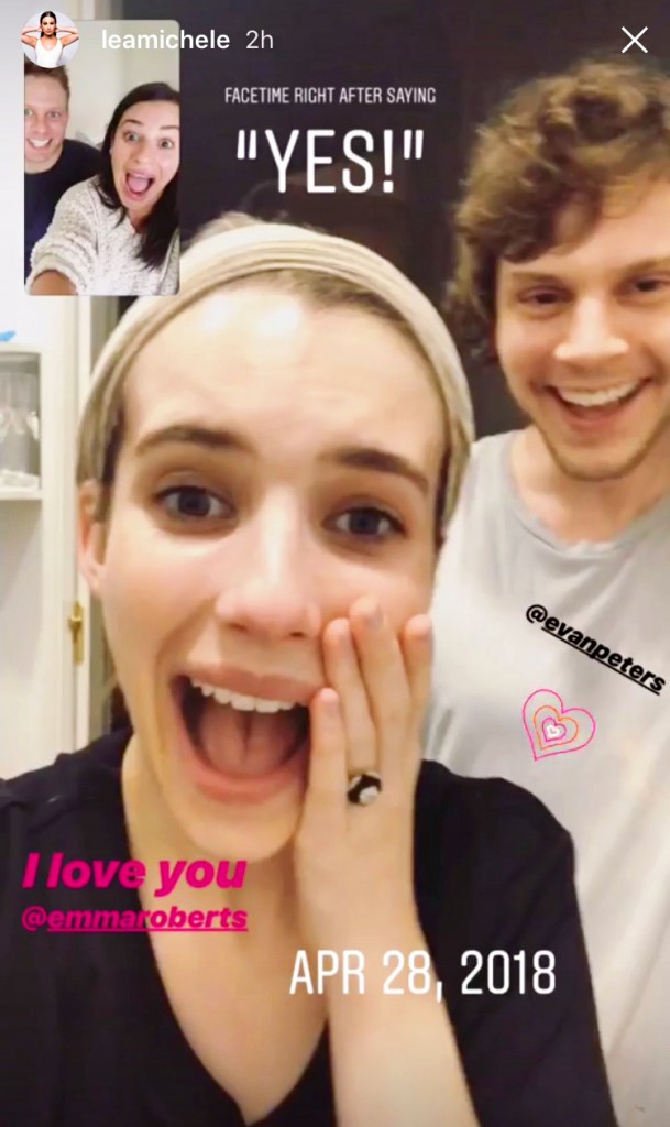 lea-michele-zandy-reich-emma-roberts-evan-peters-instagram-zoom