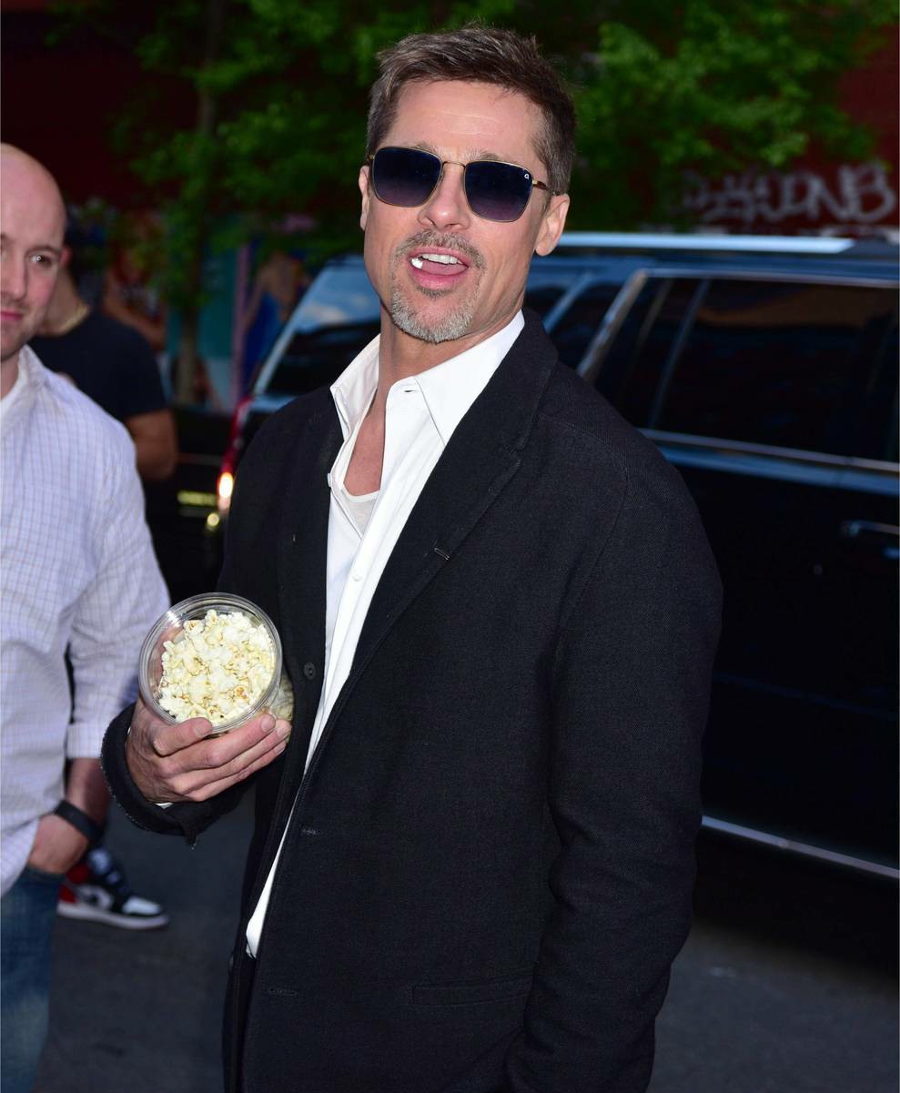 Brad Pitt leaves The Metrograph Theatre after attending a screening of his Netflix movie 'War Machine'