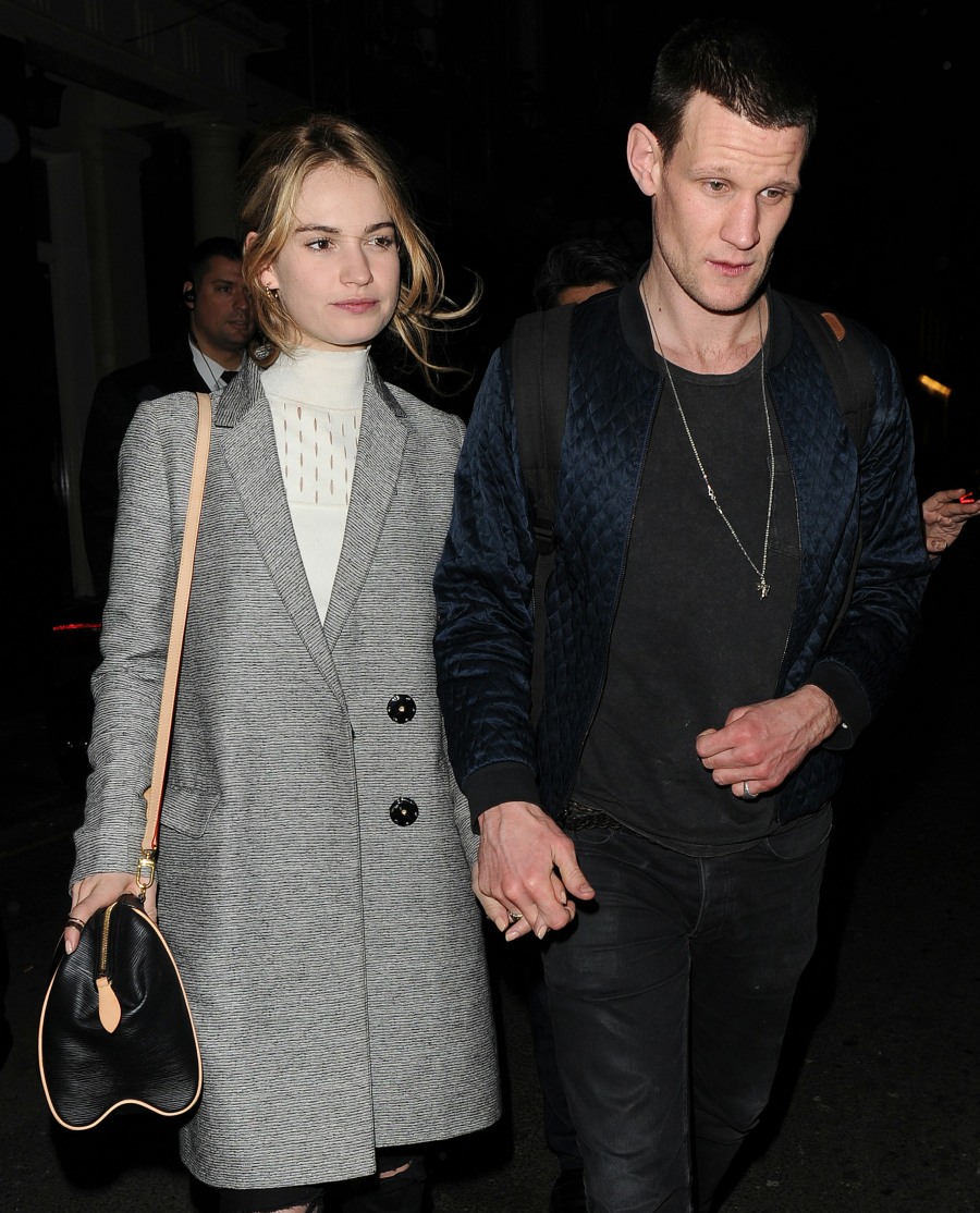 Ryan Gosling, Lily James and Matt Smith enjoy an evening out in Mayfair
