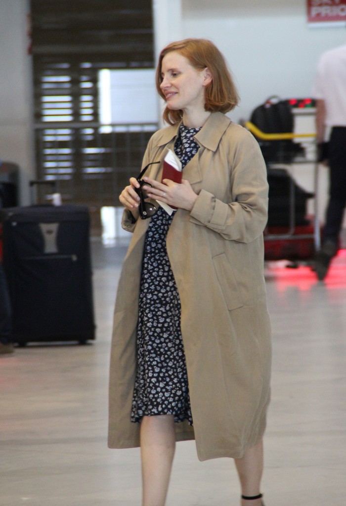 Jessica Chastain at Roissy Charles de Gaulle airport in Paris