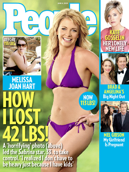 Melissa Joan Hart in a bikini on the cover of People.