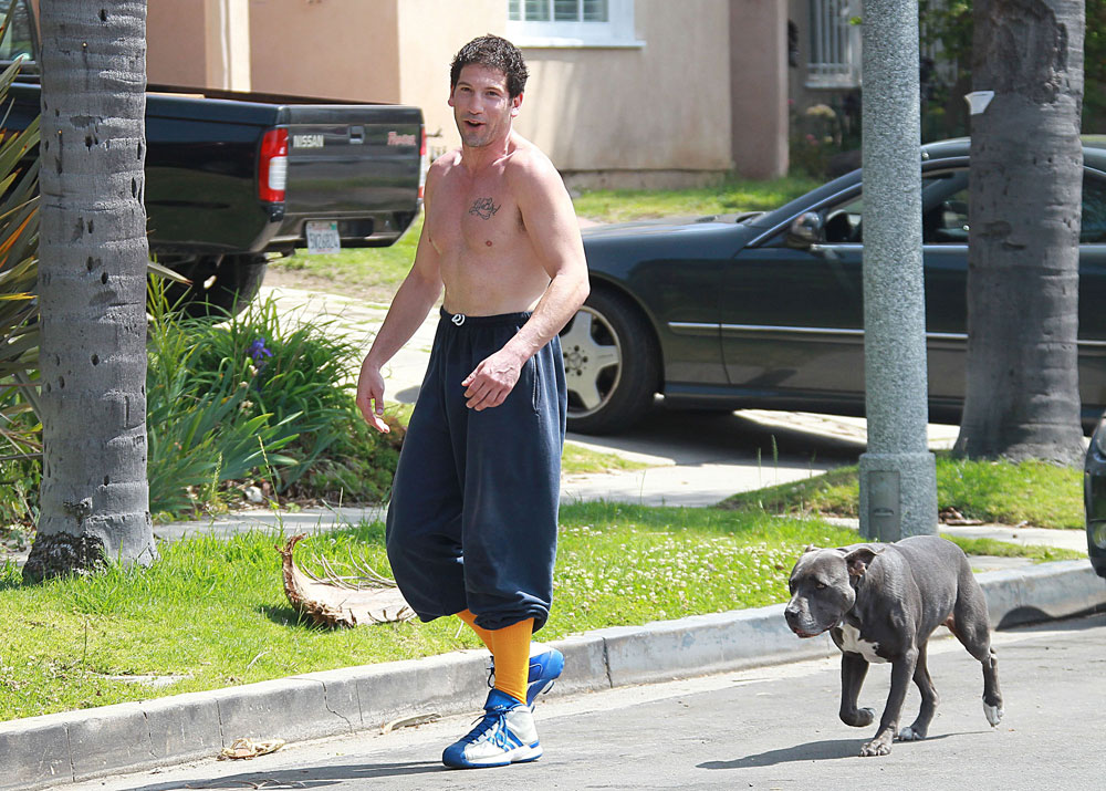 Jon Bernthal shirtless, shaved and with bright yellow socks: would you hit ...