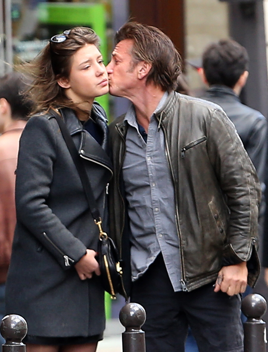 Sean Penn went in for a kiss after lunch with Adele Exarchopoulos in Paris.