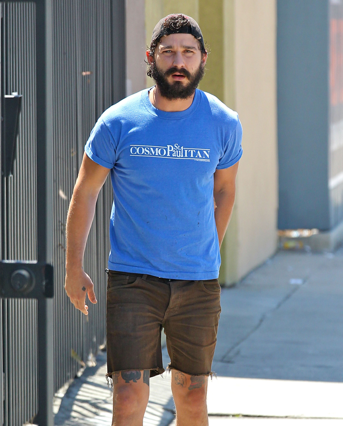 Shia LaBeouf Shows Off His Leg Tattoos After A Workout. 