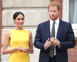 Prince Harry, Duke of Sussex, and Meghan, Duchess of Sussex, attend the Your Commonwealth Youth Challenge reception at Marlborough House in London