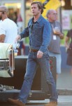 Brad Pitt rocks double denim on the set of 'Once Upon A Time In Hollywood'