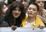 Asia Argento and Rose McGowan participate in a parade on International Women's Day in Rome