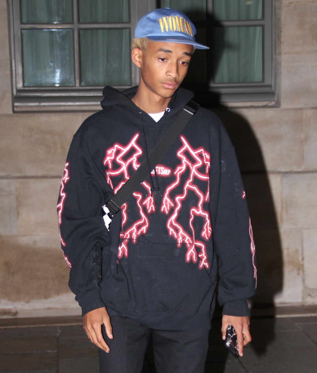 Jaden Smith outside his hotel in Paris, France