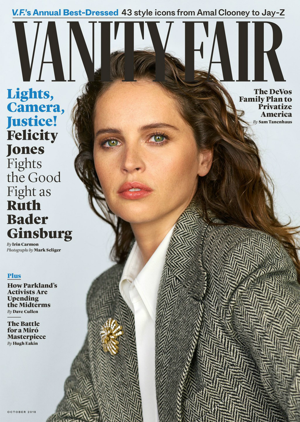 Cele Bitchy Felicity Jones Covers Vanity Fair Describes Her Process To Play Living Legend Rbg