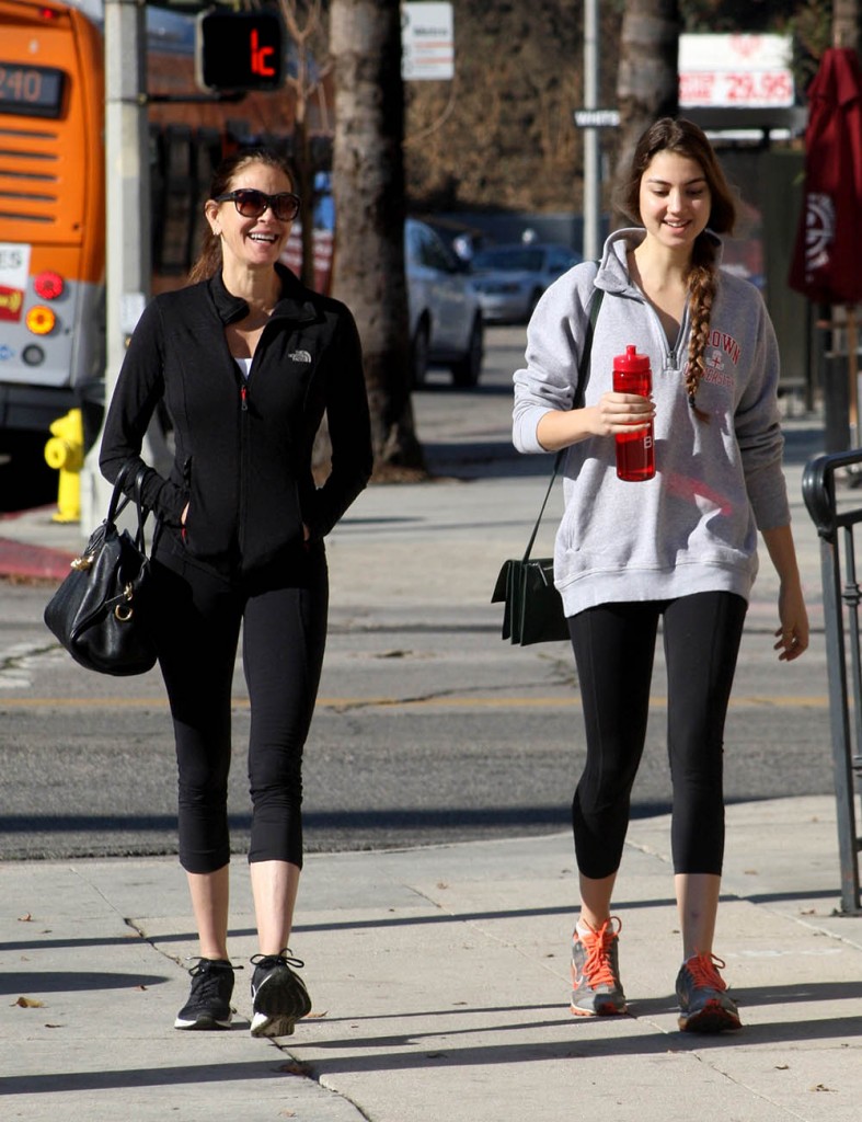Teri Hatcher and her daughter Emerson Tenney heading to the gym