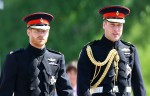 Prince Harry and his best man Prince William, Duke of Cambridge, arrive at St George's Chapel in Windsor for Harry's wedding to Meghan Markle