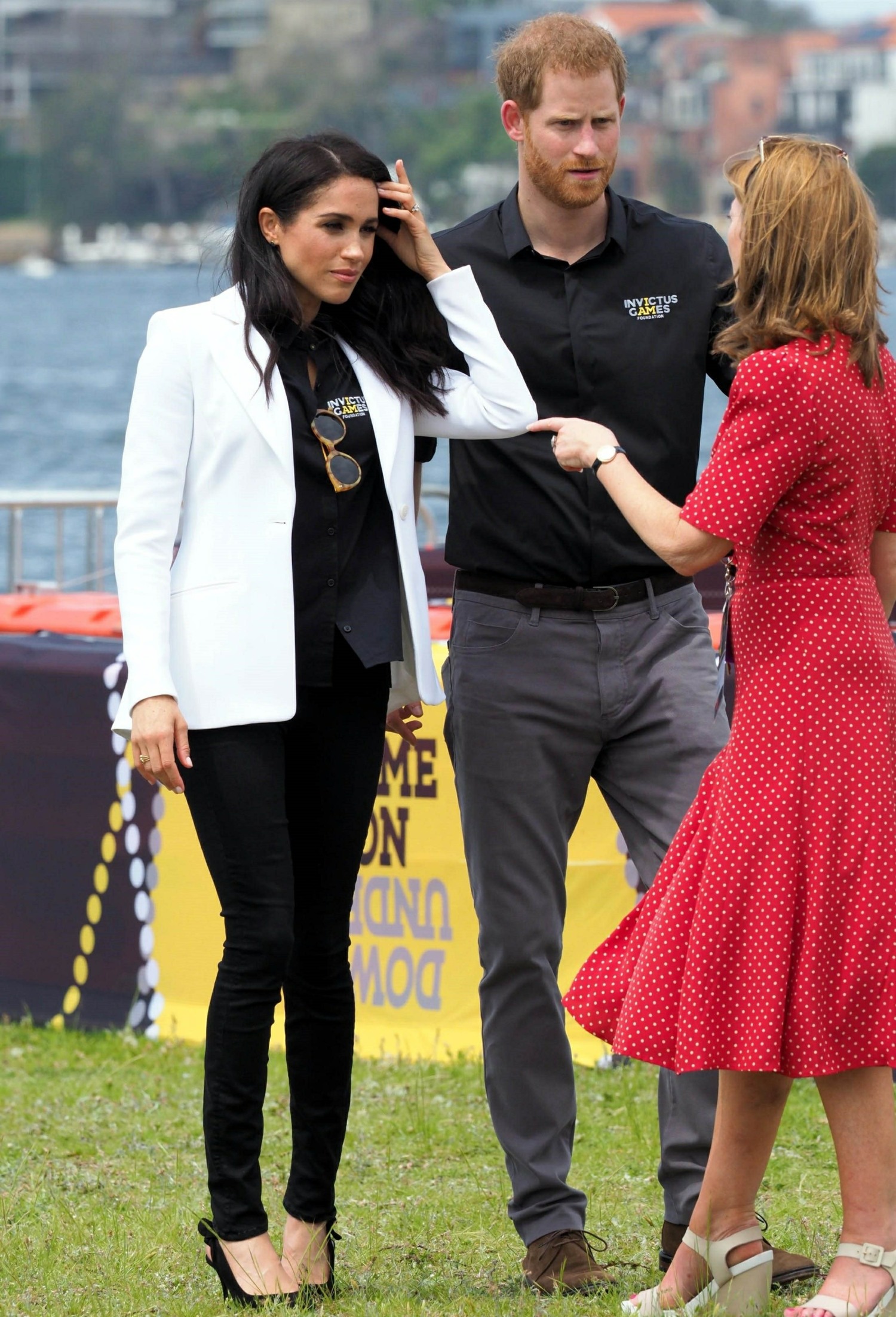 The Duke and Duchess of Sussex attend the Jaguar Land Rover Driving Challenge