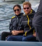 The Duke and Duchess of Sussex watch the sailing event in Farm Cove during the Invictus Games