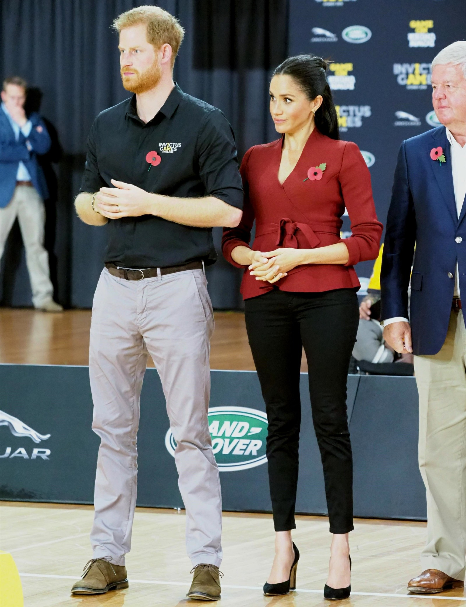 The Duke of Sussex and Duchess of Sussex watch the wheelchair basketball final with David Beckham