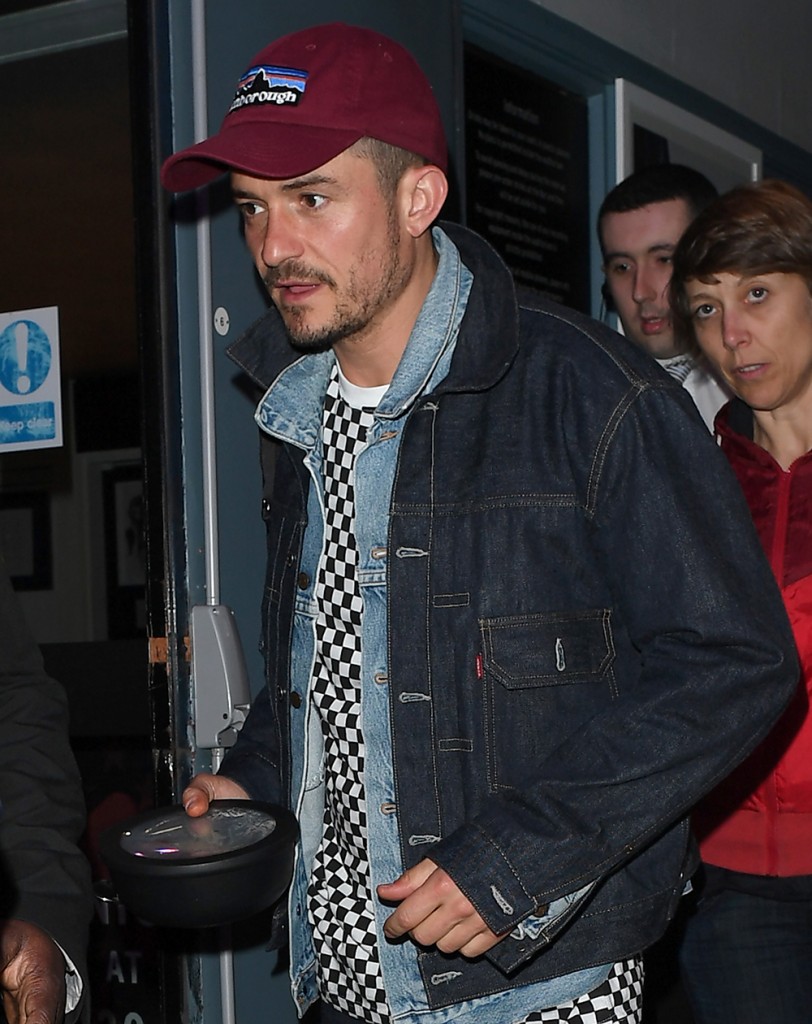 Orlando Bloom leaves Trafalgar Studios after performing in the theatre production 'Killer Joe'