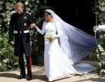 Prince Harry and Meghan Markle leave St George's Chapel in Windsor Castle after their wedding