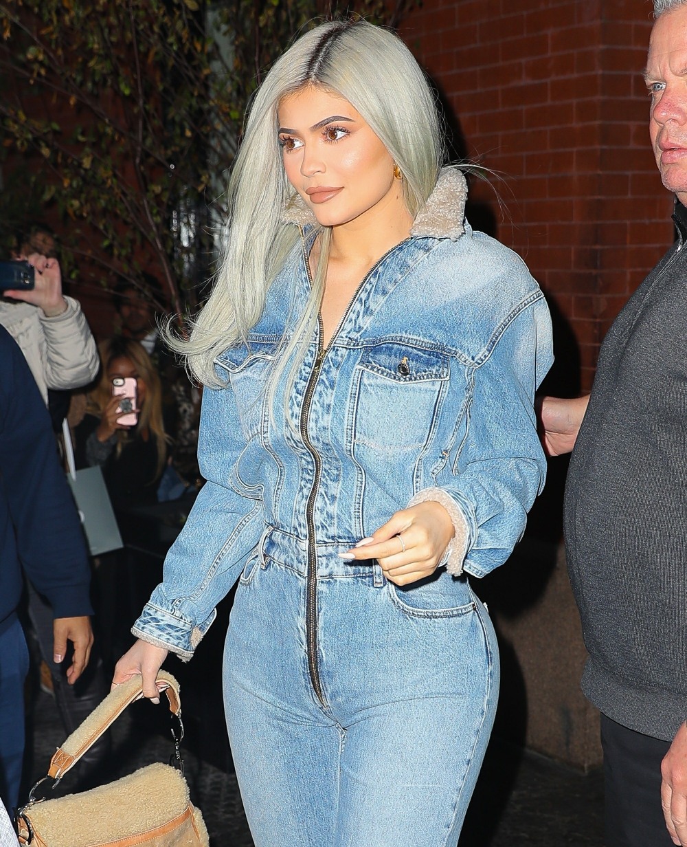 Kylie Jenner looks striking in all denim as she steps out of her NYC hotel