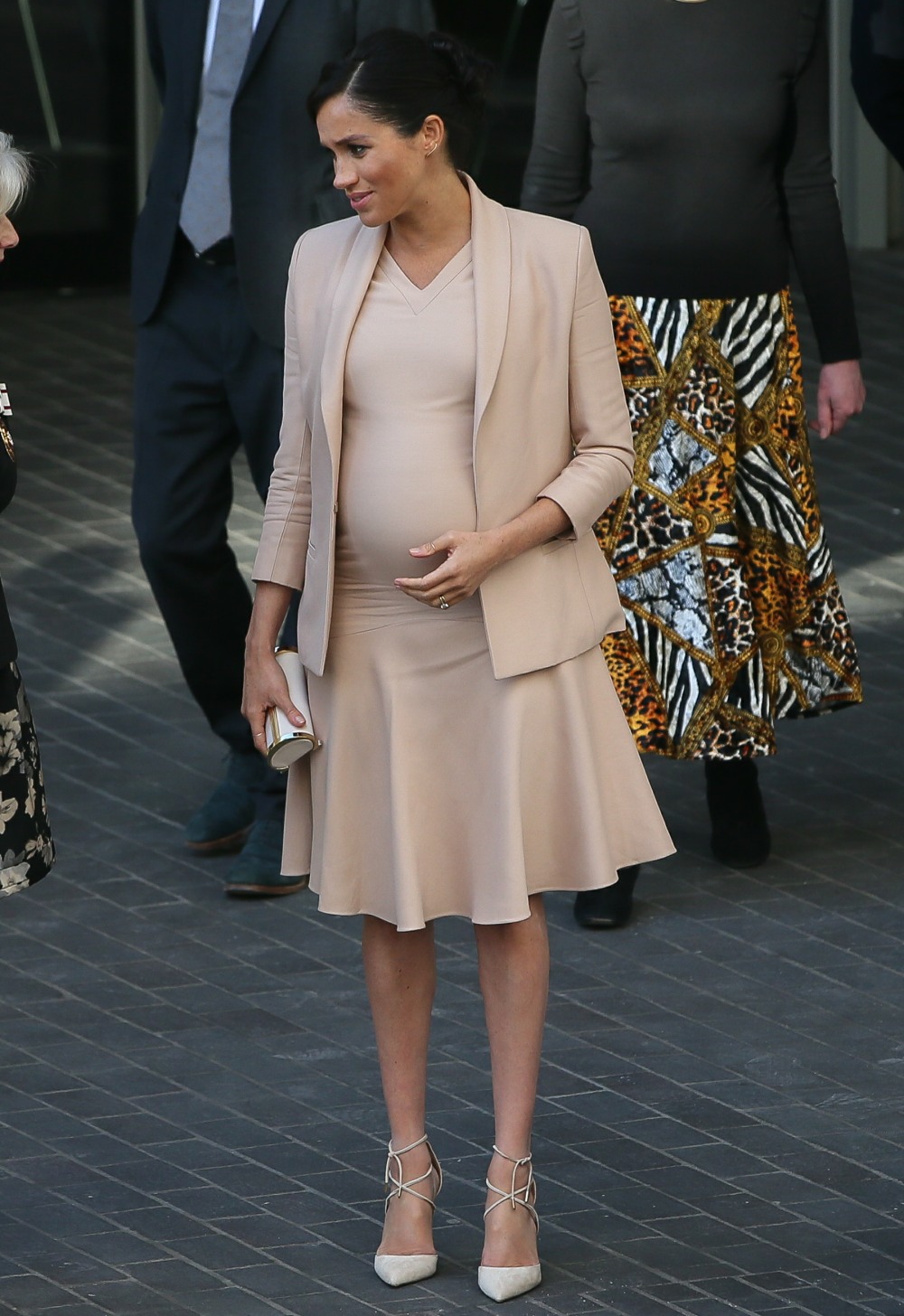 Pregnant Duchess of Sussex Meghan visiting the National Theatre for the first time as the theatre new Royal Patron - London