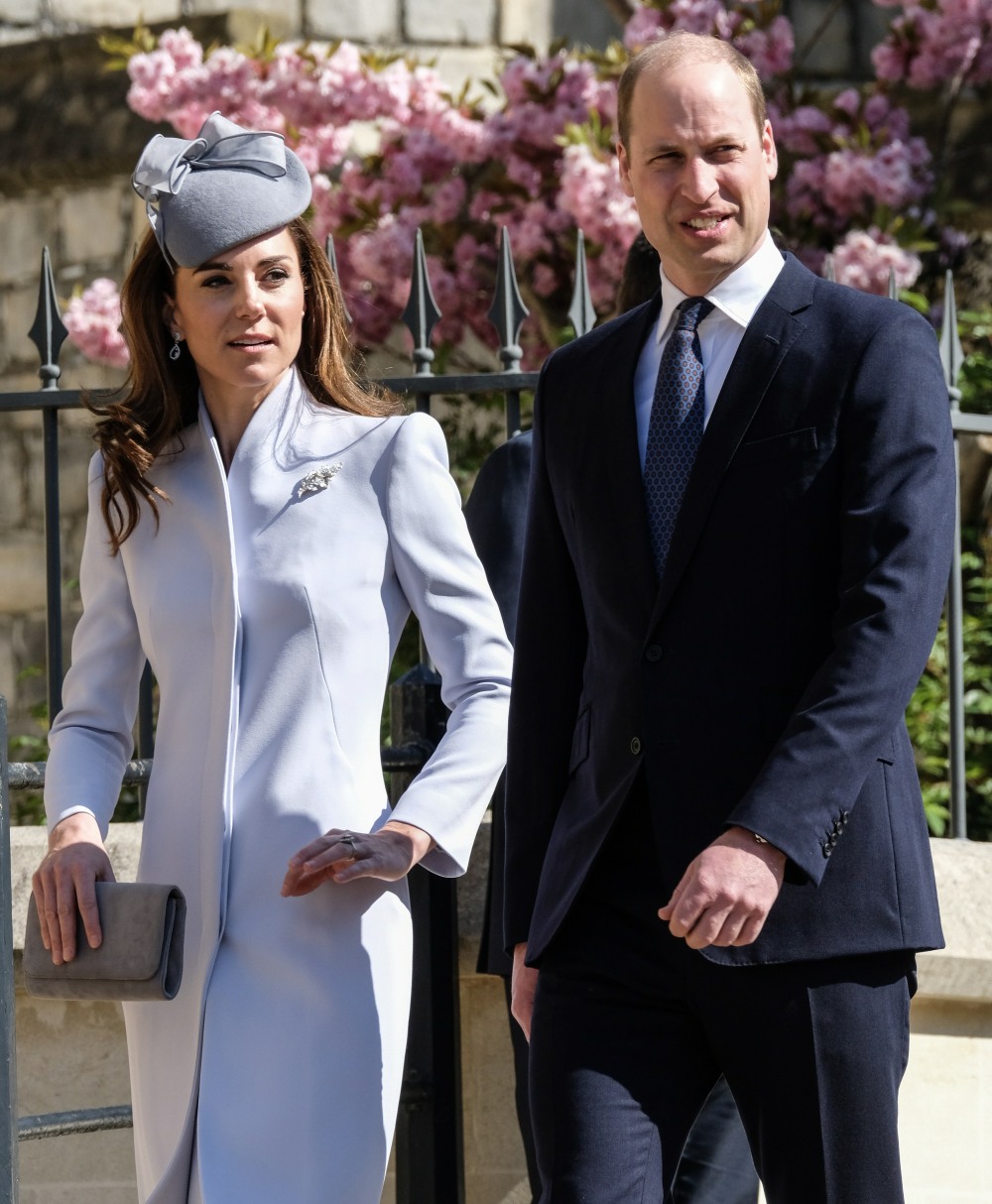 Kate, Duchess of Cambridge, Prince William, Duke of Cambridge arrives at the Easter Sunday church service at St.George's Chapel in Windsor Castle on Sunday April 21, 2019