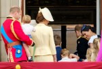 Her Majesty Queen Elizabeth II  leads the royal family inside back off the balcony following the fly-past  at Trooping the Colour on Saturday 8 June 2019