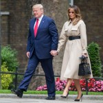 British Prime Minister Theresa May greets the president of the United States Donald Trump, at Downing Street