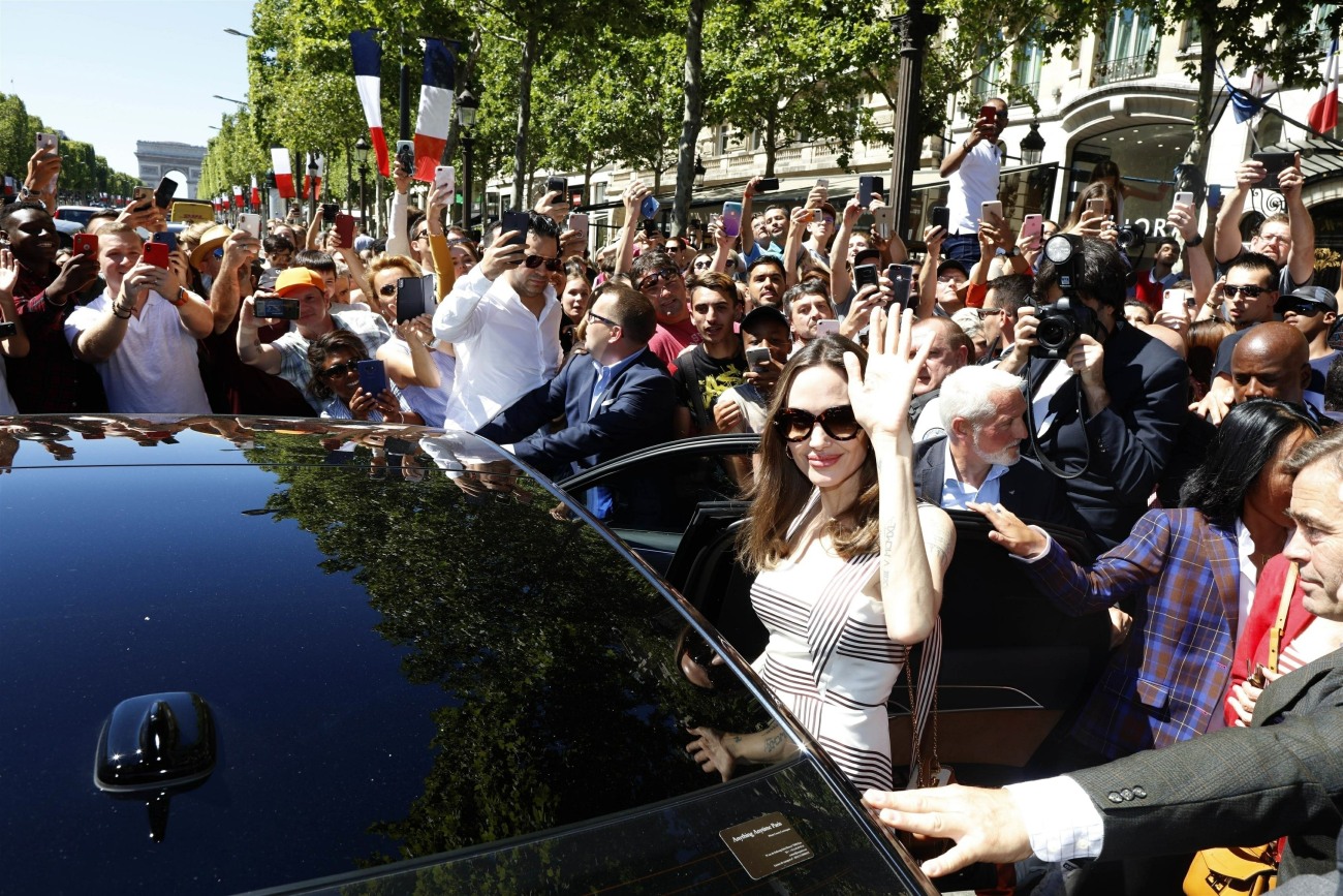 Angelina Jolie leaves the Guerlain Store at the Champs Elysees in Paris