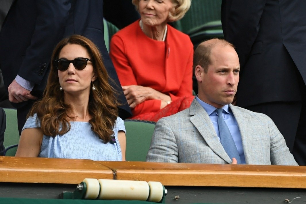 Prince William and Kate Middleton in the stands of the Wimbledon tournament in London