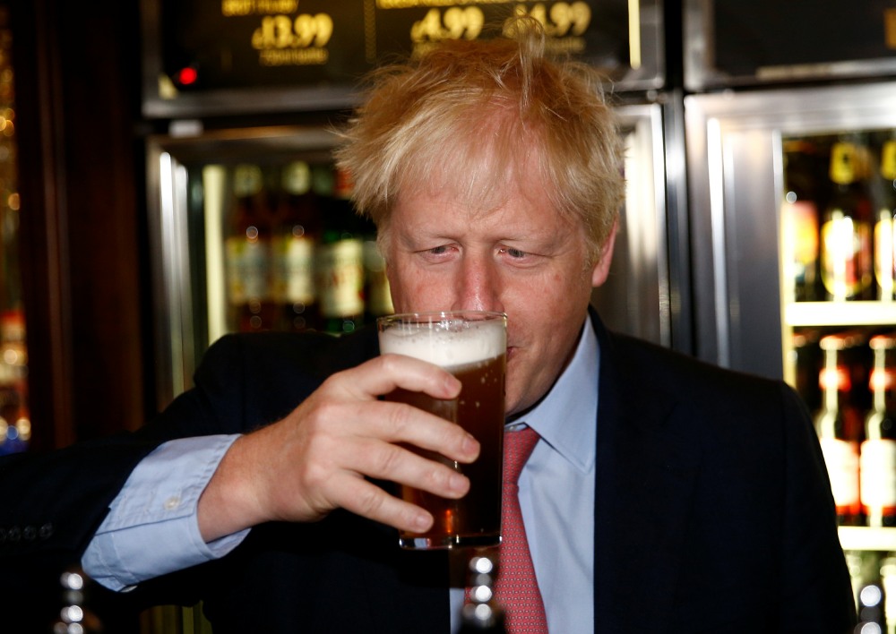 Boris Johnson meets JD Wetherspoon chairman Tim Martin at Wetherspoons Metropolitan Bar in London