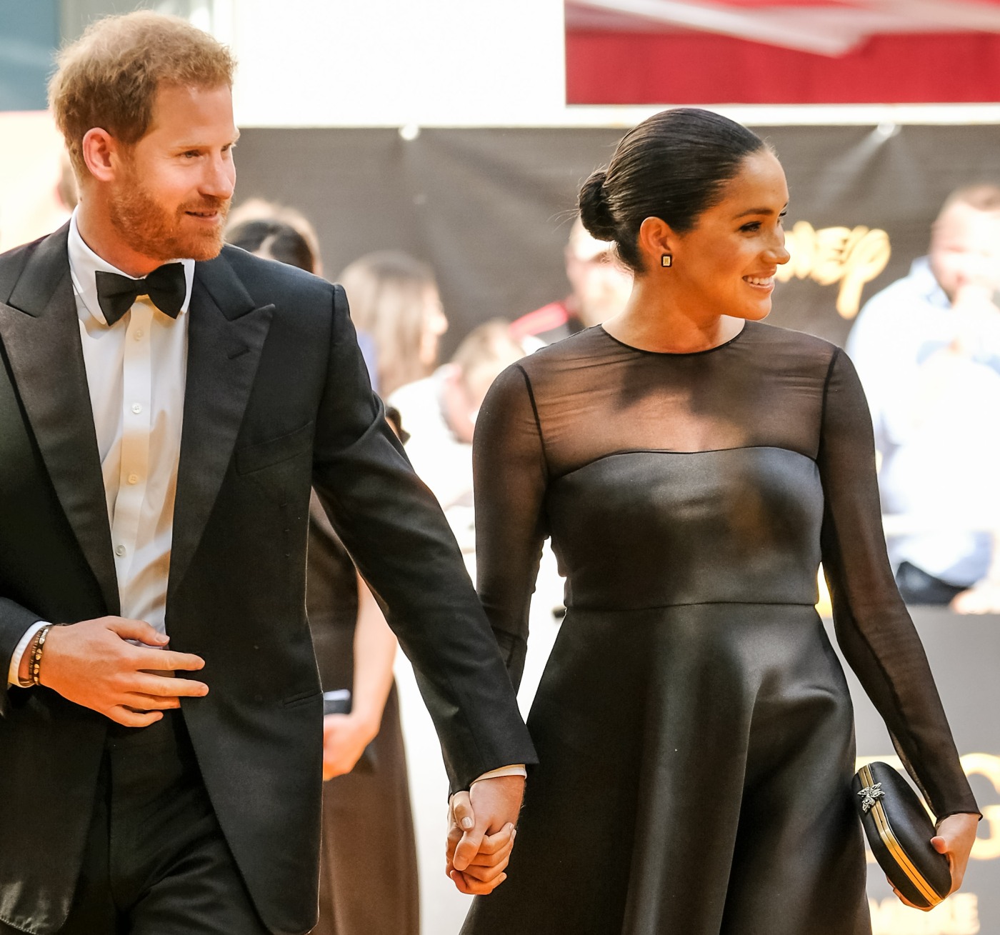 The Duke and Duchess of Sussex arrive on the yellow carpet at the European premiere of Disneys "The Lion King" on Sunday 14 July 2019