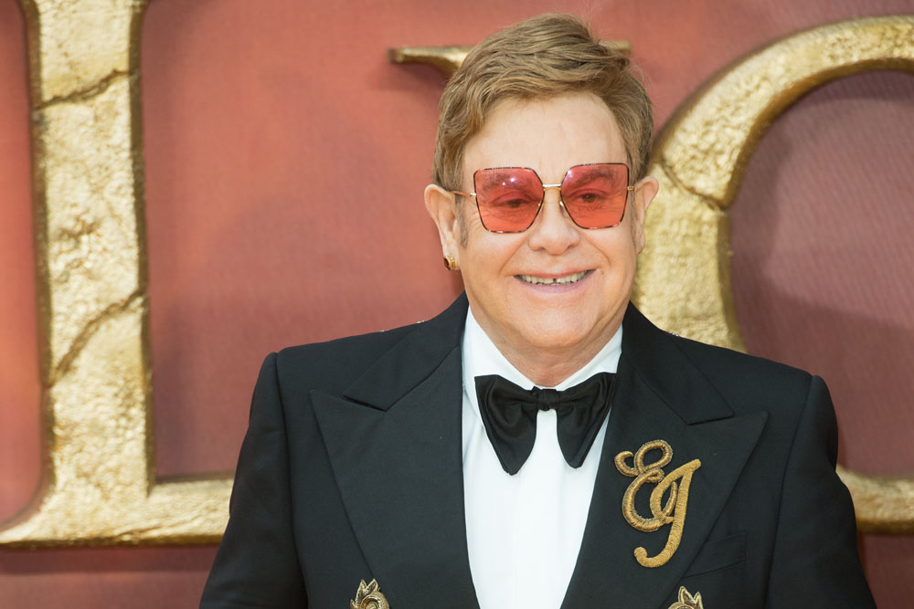 Elton John attends The European Premiere of The Lion King at Odeon Luxe, Leicester Square, London, England, UK on Sunday 14 July 2019. Picture by Justin Ng/Retna/Avalon.
