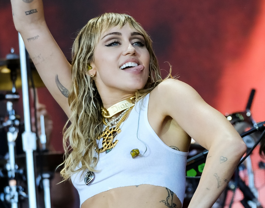 Miley Cyrus performs on the Pyramid stage at Glastonbury Festival 2019 on Sunday 30 June 2019
