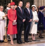 The Duke and duchess of Cambridge stand with the duke and Duchess of Sussex at W