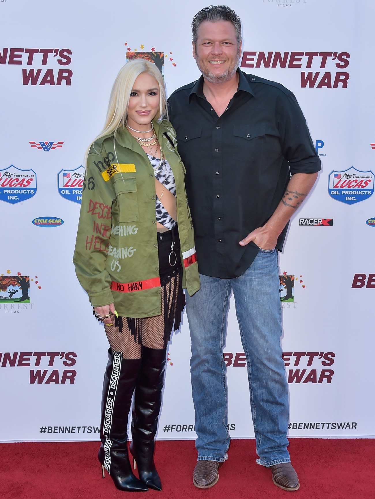 Gwen Stefani and Blake Shelton arrive at the Los Angeles premiere of Forrest Films' 'Bennett's War'
